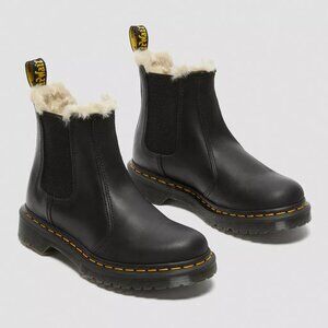 Doc Martens Faux Fur Lined Leonore Chelsea Boots Black Size 7
